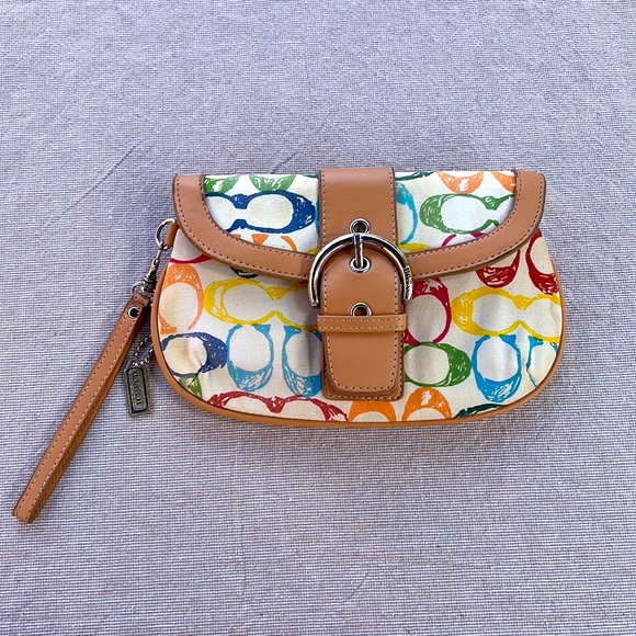 Coach Handbags - COACH Multicolor/rainbow wristlet.